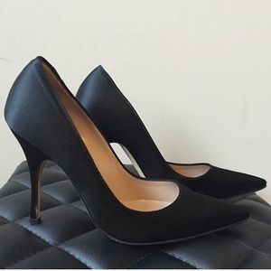 Black Manolo Blahnik Satin Pumps